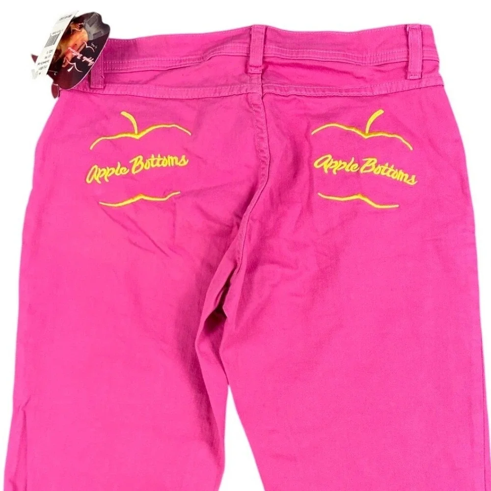 VTG Apple Bottoms Womens Size 8‎ Hot Pink Capri Pants Embroidered Cuffed Denim